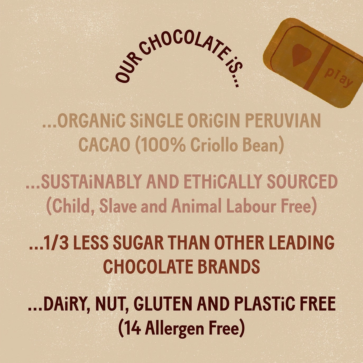 JustChoc Box Organic Peruvian Cacao M•lk Chocolate 100g