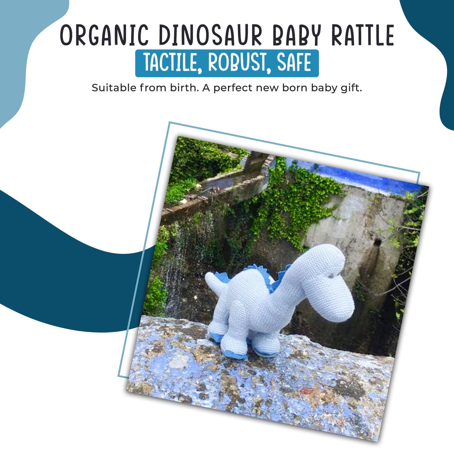 Knitted Diplodocus Baby Rattle