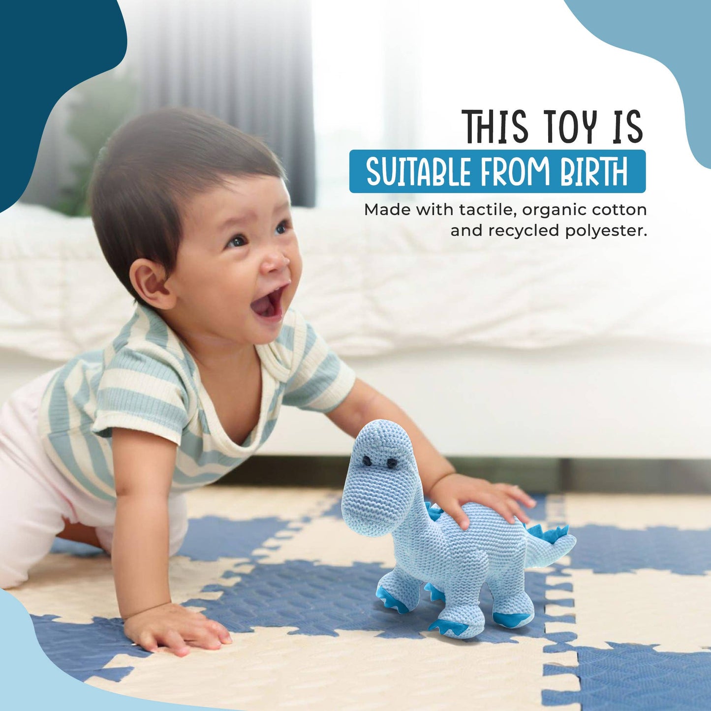 Knitted Diplodocus Baby Rattle