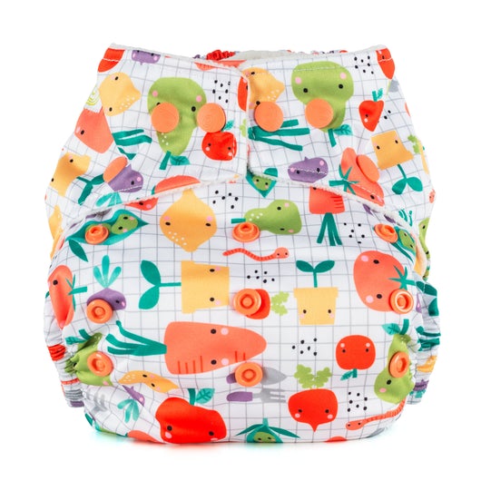 baba and boo one size reusable cloth pocket nappy in fruit and veg