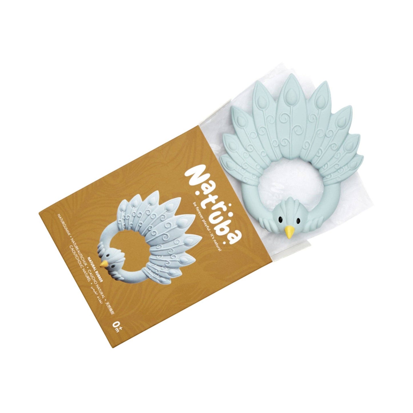Natural Rubber Teether | Light Blue Peacock