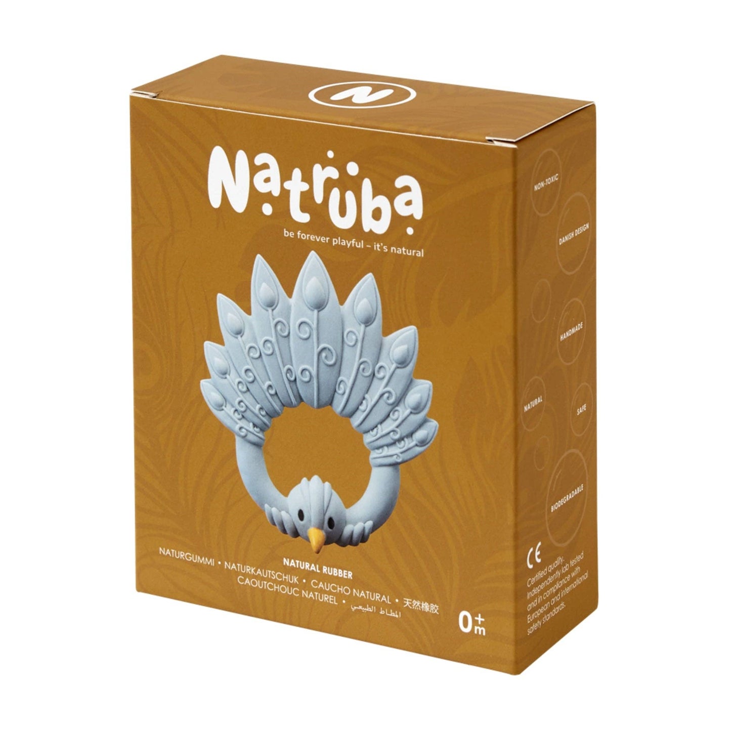 Natural Rubber Teether | Light Blue Peacock