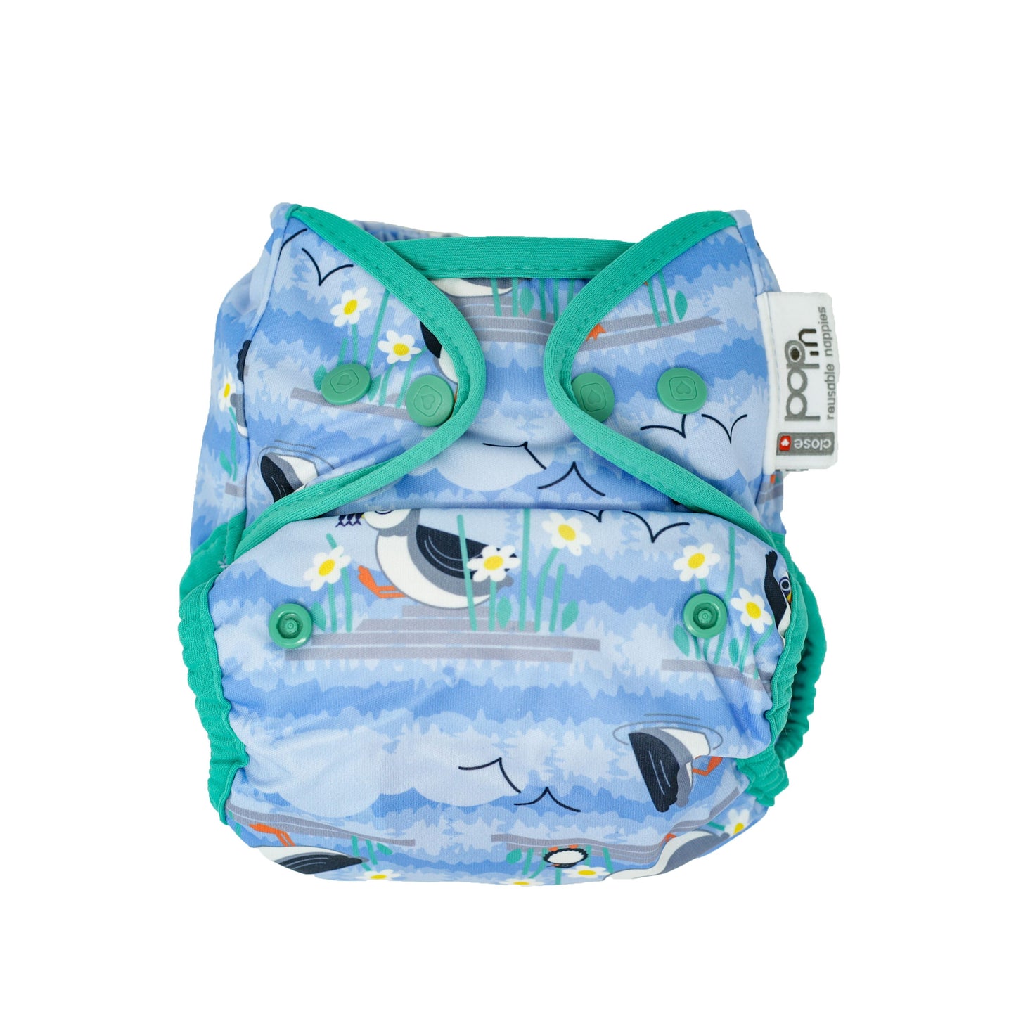 Pop-in Single Printed Reusable Popper Nappy +bamboo