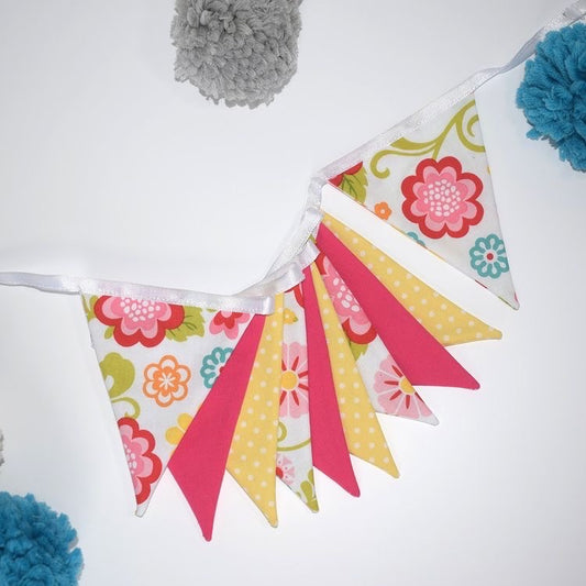 Bold Floral and Pink Mini Bunting