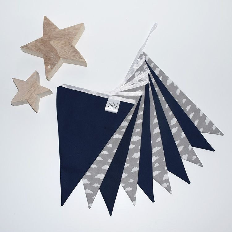 Grey Cloud and Navy Bunting Large