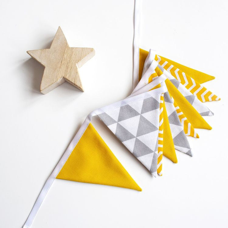 Mustard and Grey Chevron Mini Bunting