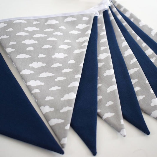 Grey Cloud and Navy Bunting Large
