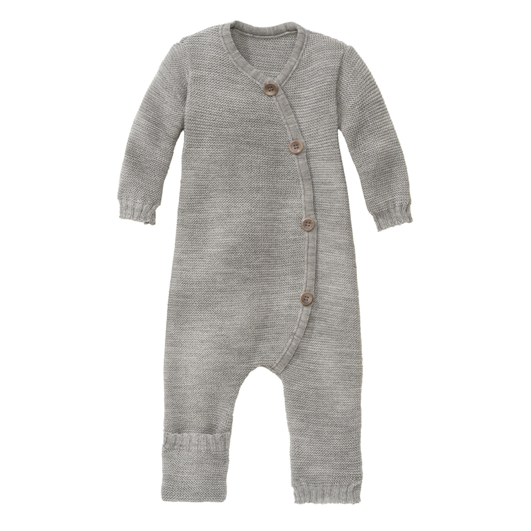 disana organic merino grey knitted overall all in one