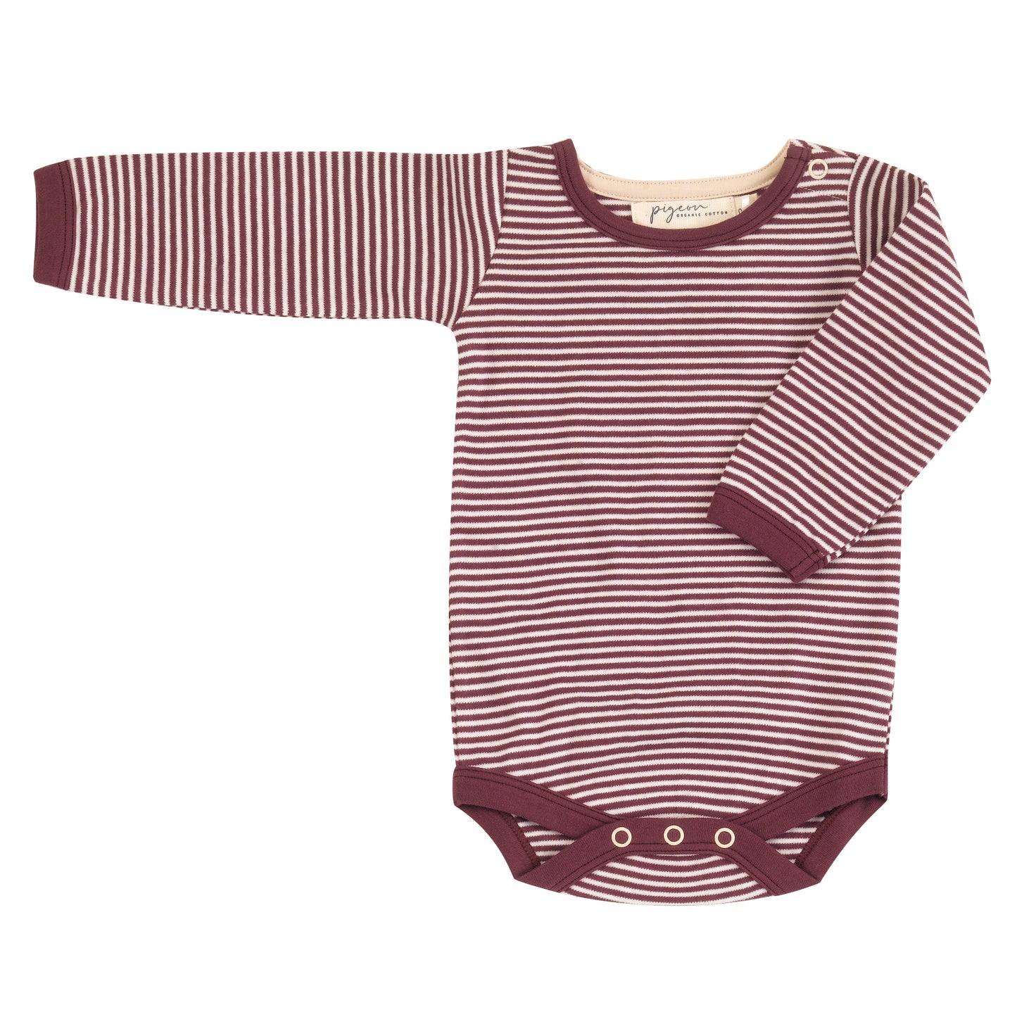 pigeon organics fine stripe baby body organic cotton fig