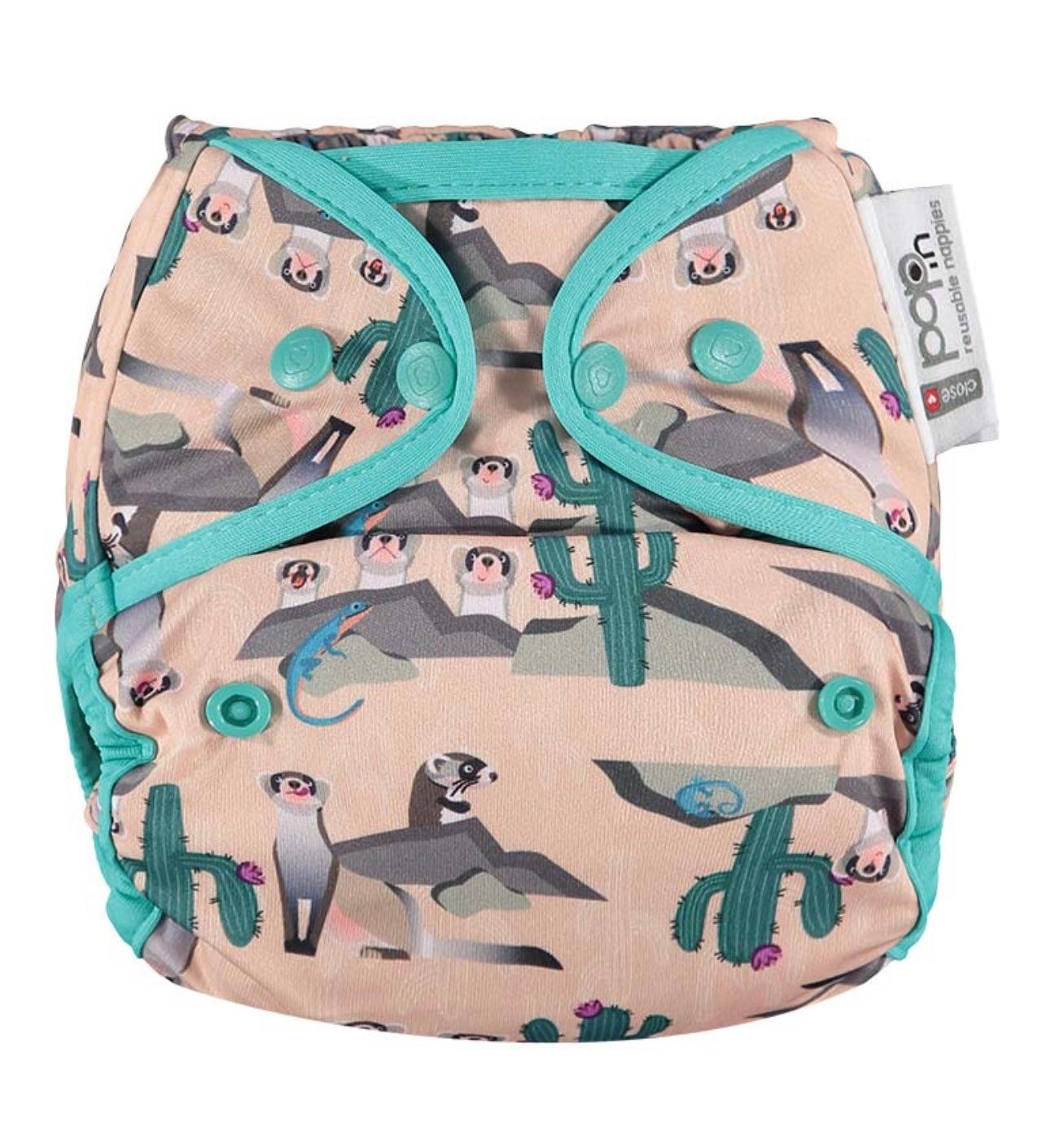 Pop-in Single Printed Reusable Popper Nappy +bamboo
