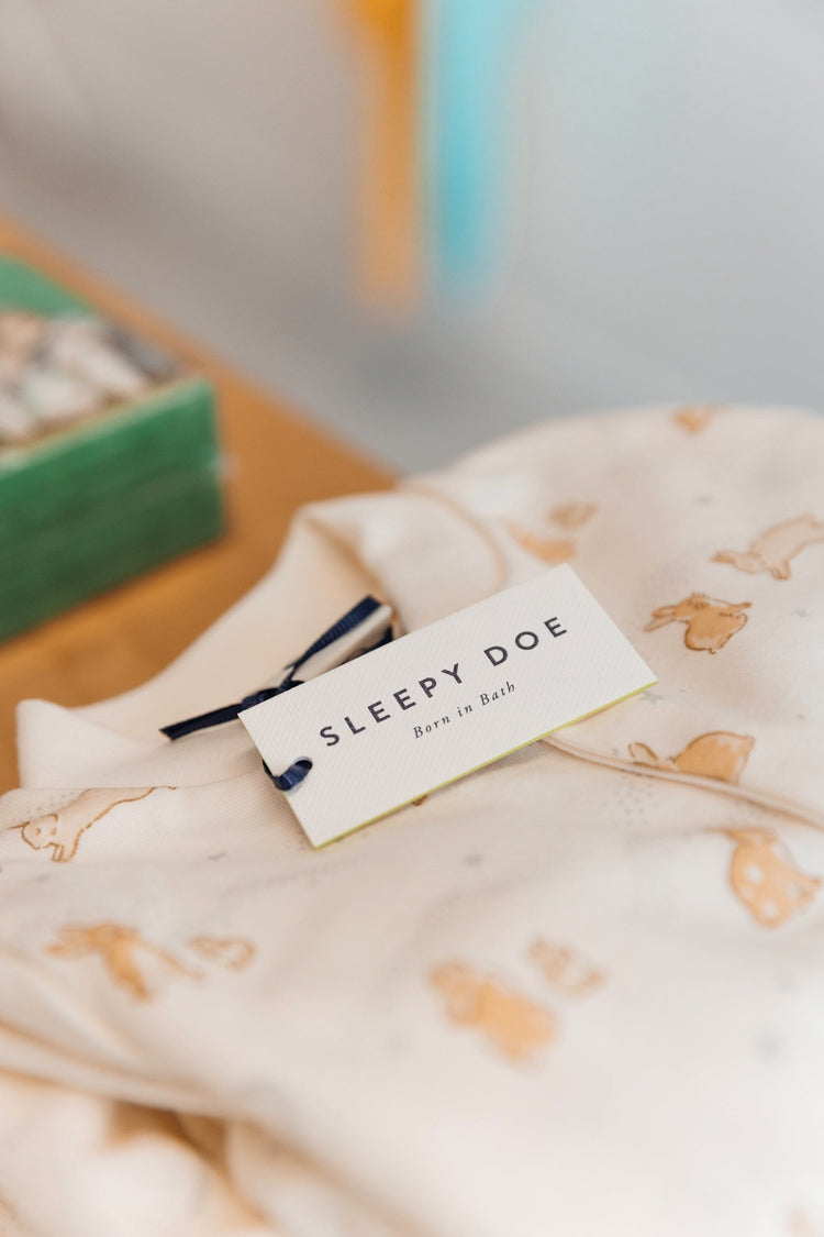 soft organic baby grow with bunnies 