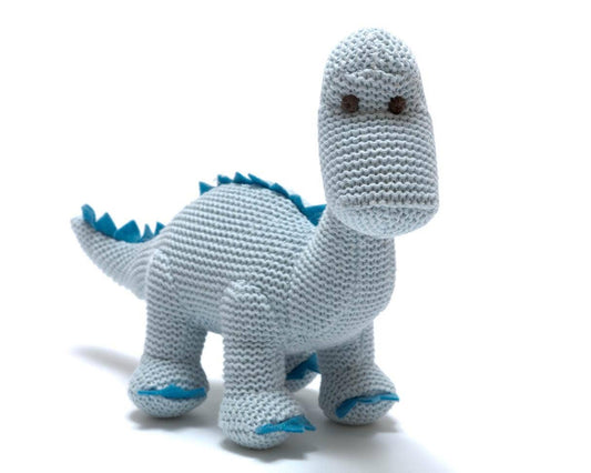 Knitted Diplodocus Baby Rattle