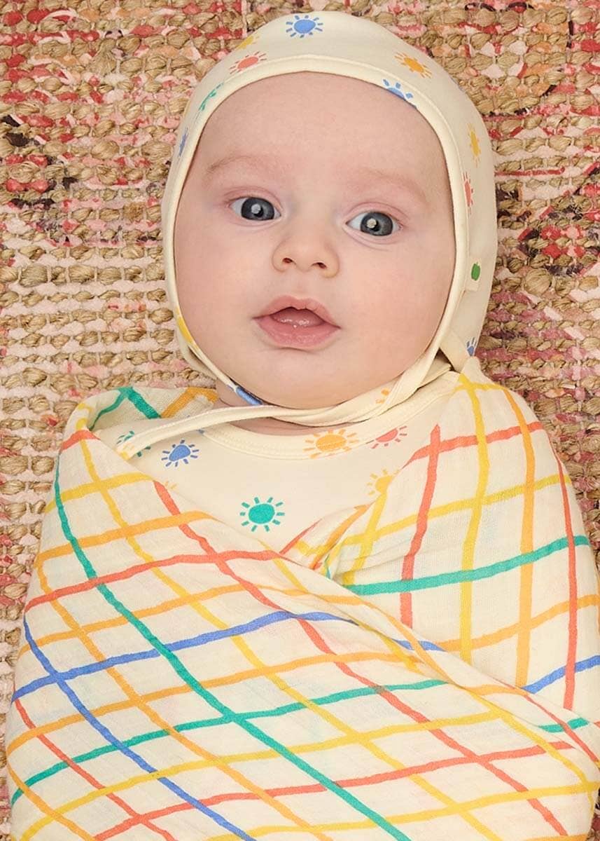 Ditto | Rainbow Check | Large Muslin Swaddle Blanket
