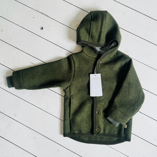 Organic Merino Boiled Wool Jacket | Olive