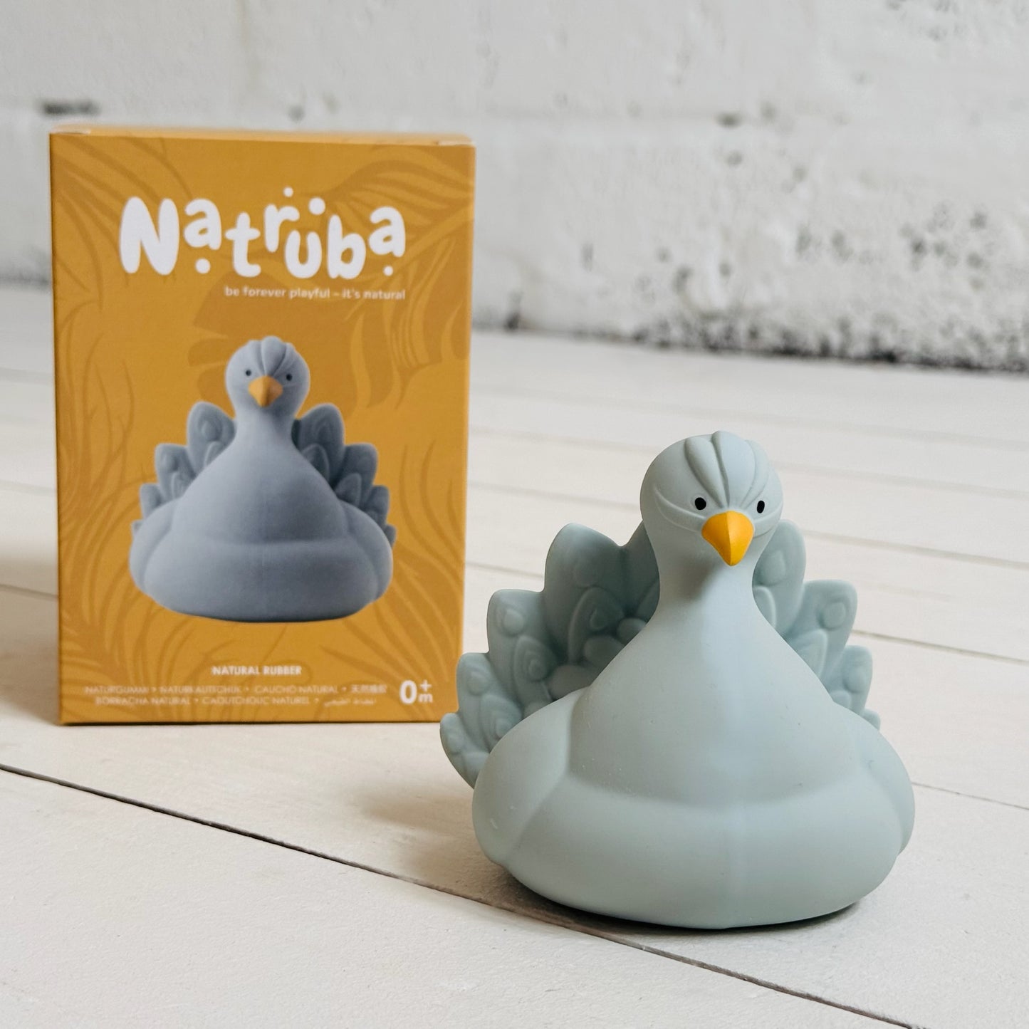 Natural Rubber Bath Toy | Light Blue Peacock