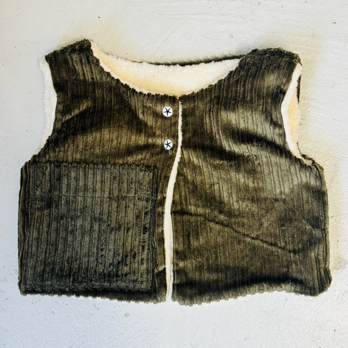 Organic Corduroy Lined Gilet | Sage