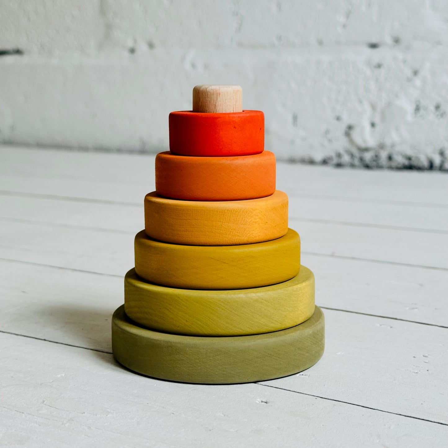 Mini Ring Stacker | Wooden Pyramid Toy | Flower Meadow