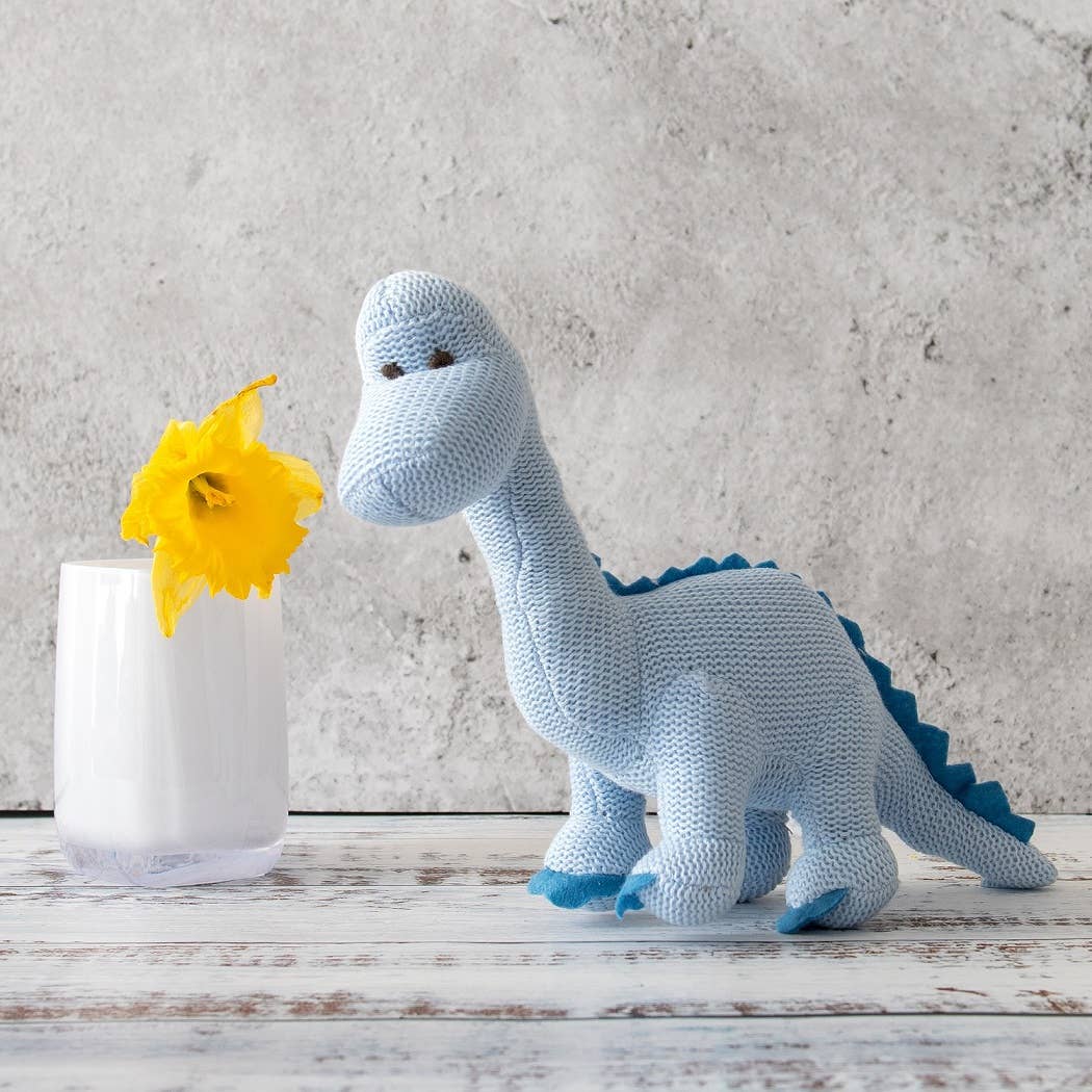 Knitted Diplodocus Baby Rattle