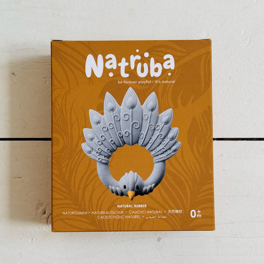 Natural Rubber Teether | Light Blue Peacock