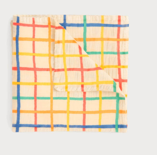 Ditto | Rainbow Check | Large Muslin Swaddle Blanket