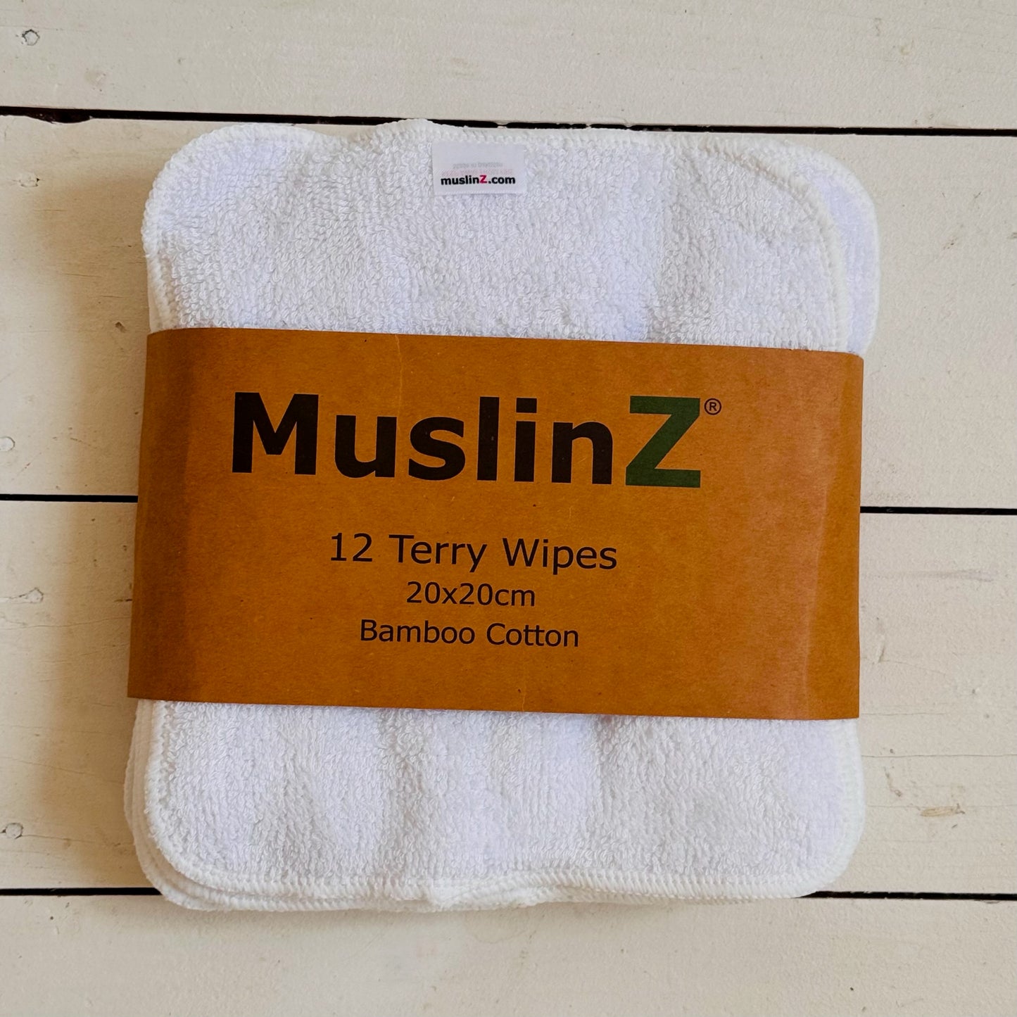 Twelve Pack Bamboo Cotton Terry Wipes 20x20cm