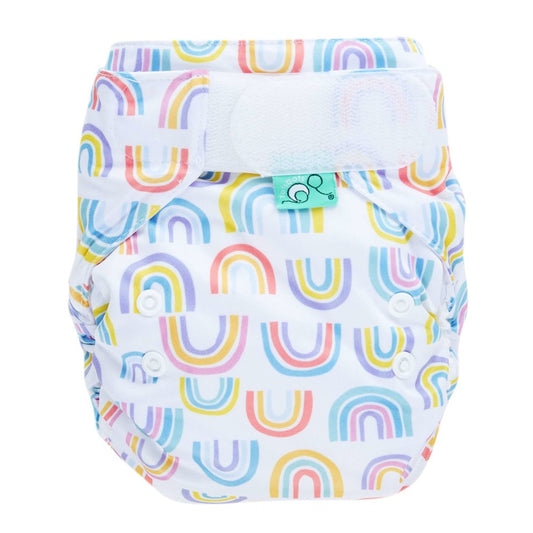 tots bots easy fit star in dreamer rainbow print with white background