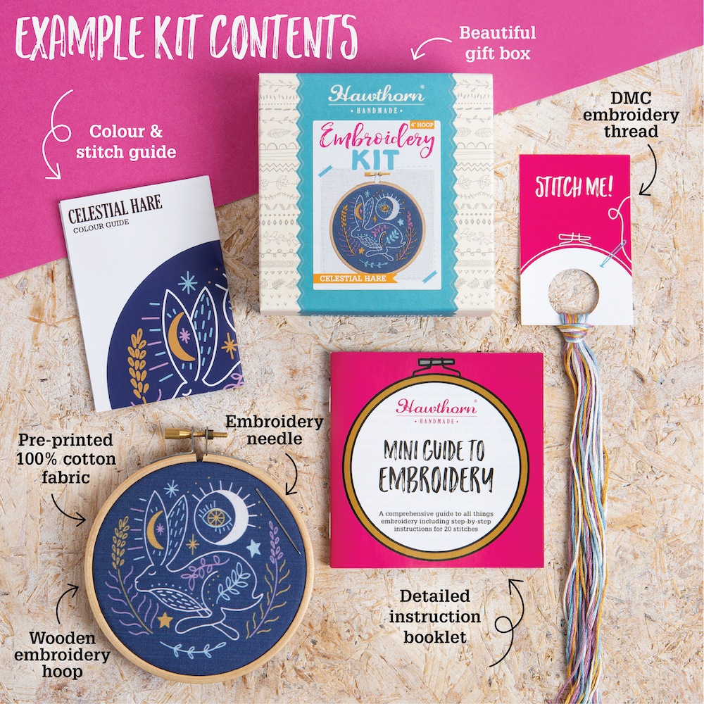 Mini Embroidery Kit | Celestial Hare