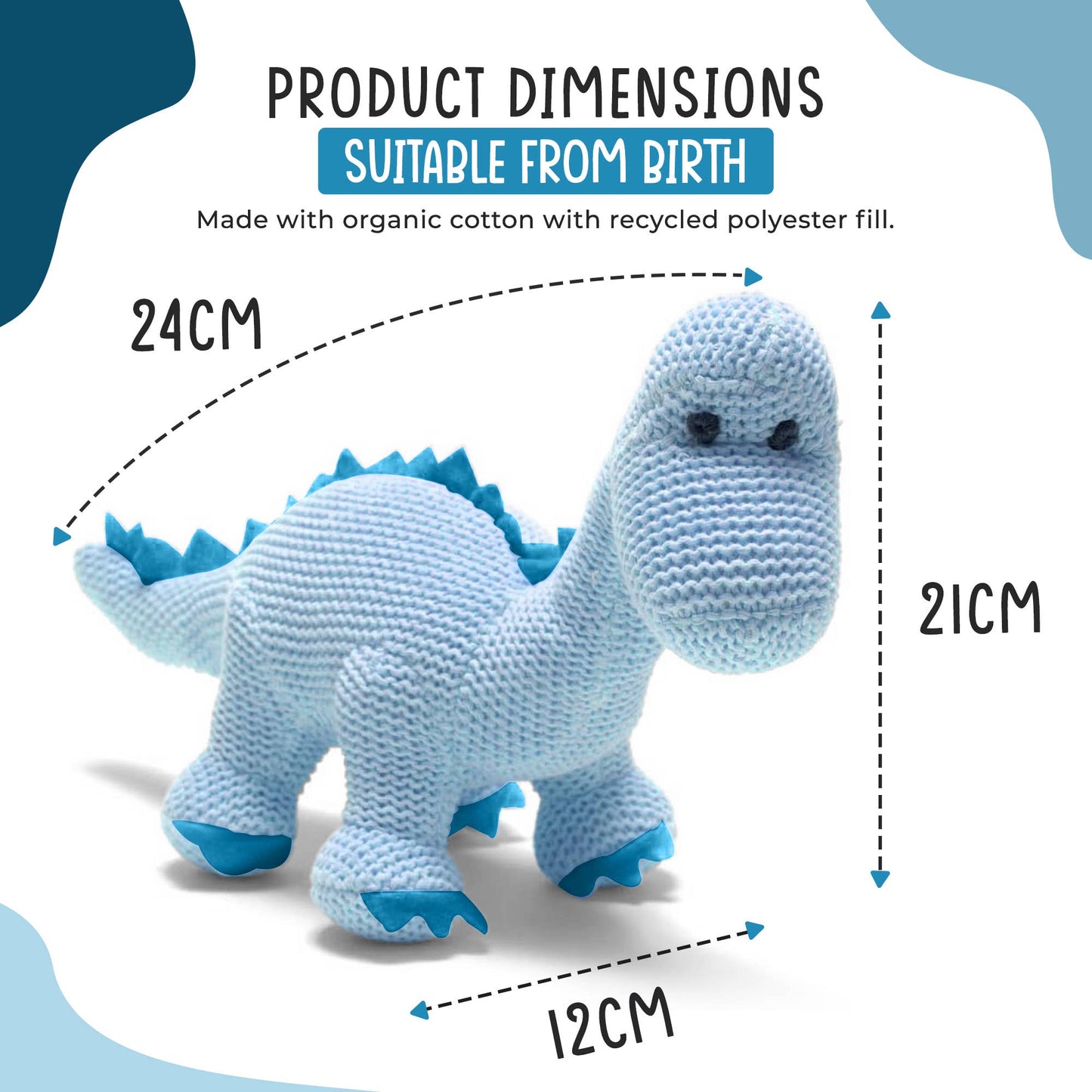 Knitted Diplodocus Baby Rattle