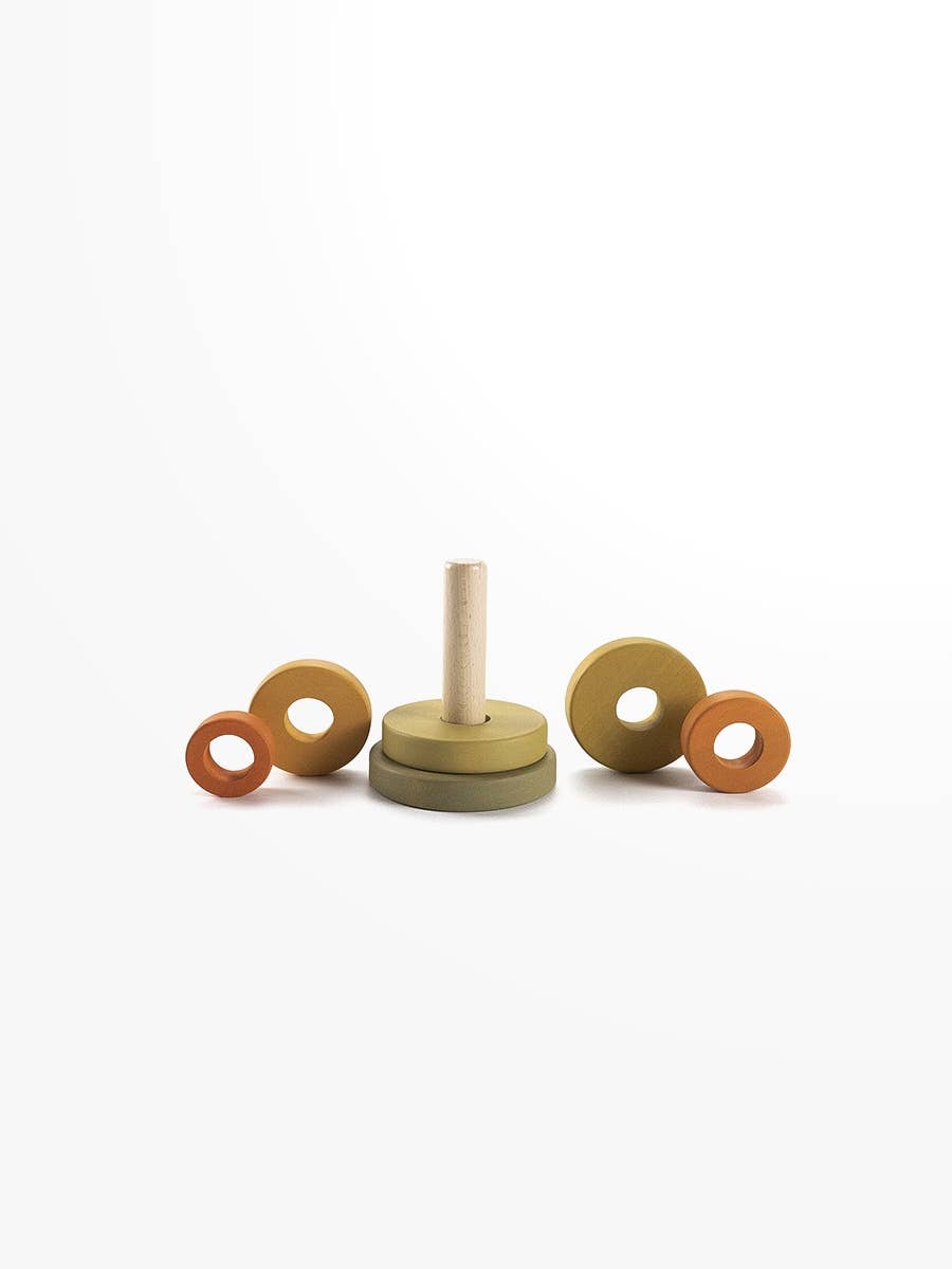 Mini Ring Stacker | Wooden Pyramid Toy | Flower Meadow