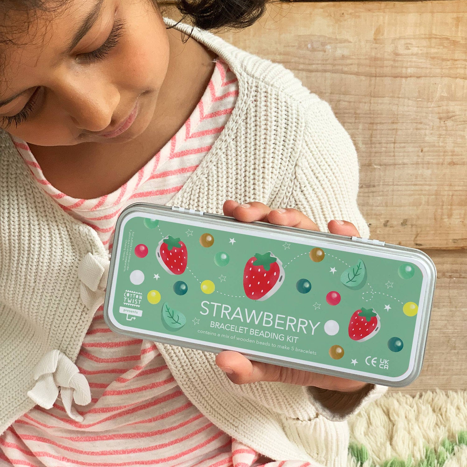 cotton twist tin bracelet set strawberries