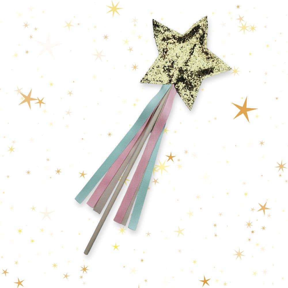 Glitter Magic Wand - Kids Dress Up Accessory: Gold