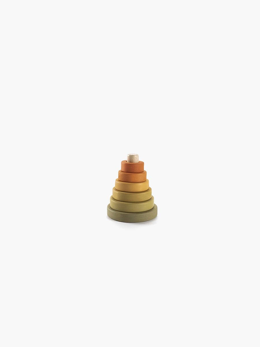 Mini Ring Stacker | Wooden Pyramid Toy | Flower Meadow