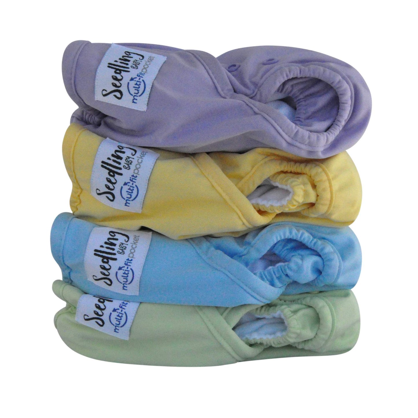 seedling baby multifit pocket nappy pastel stack reusable nappies