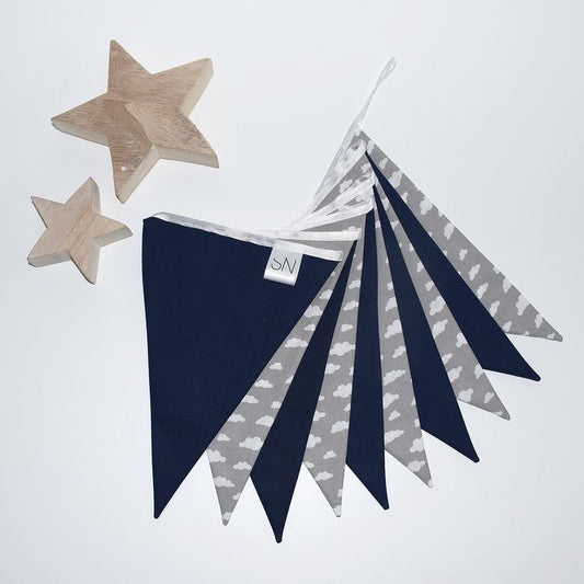 Grey Cloud and Navy Bunting Large