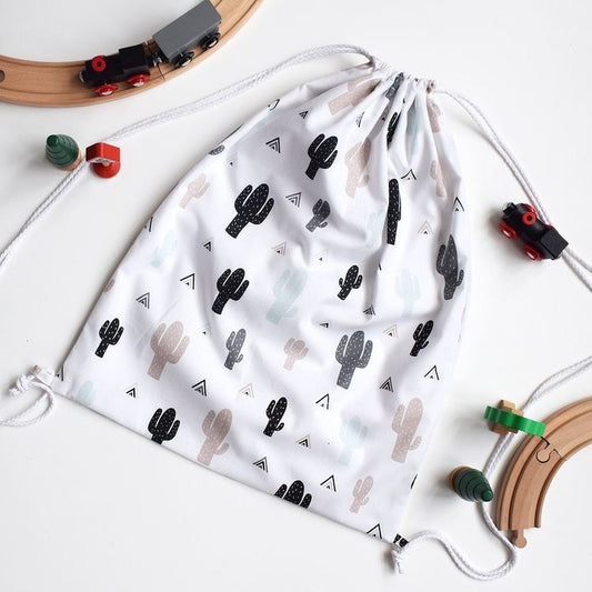 Mint Cactus Drawstring Bag