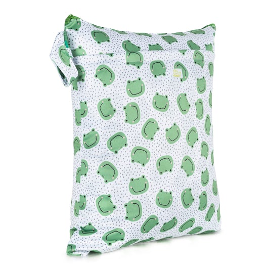 baba and boo double zip wet bag cloth nappy bag  frogs