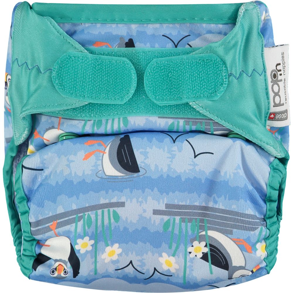 close pop in reusable cloth nappy puffin