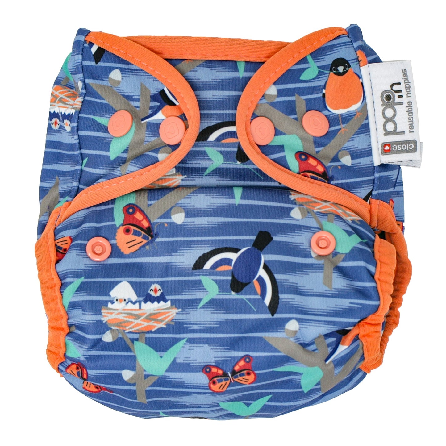 Pop-in Single Printed Reusable Popper Nappy +bamboo