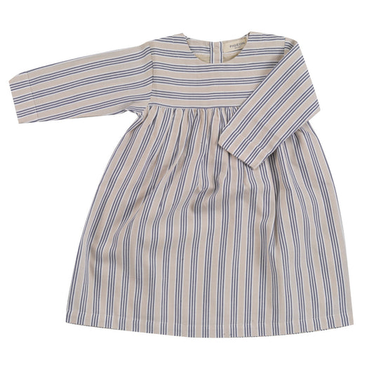 pigeon organics craft dress blue  stone ticking stripe