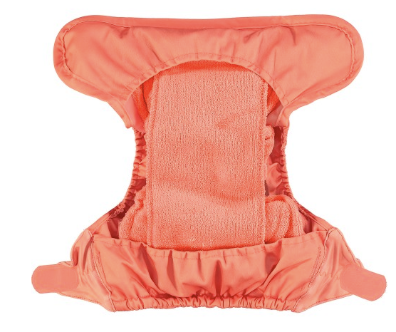close pop in reusable cloth nappy inside coral