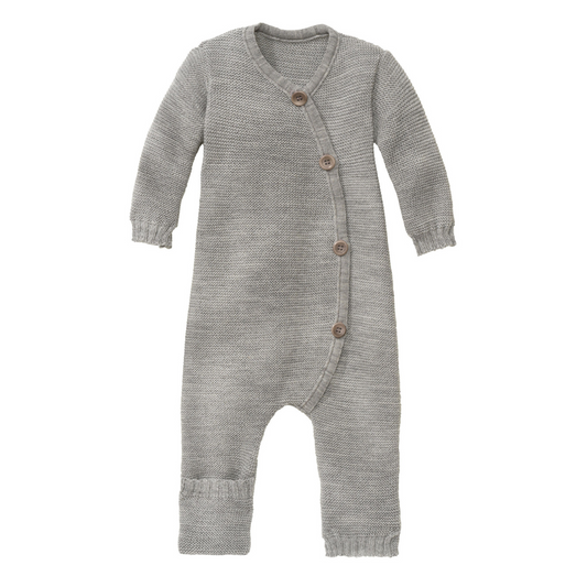 disana organic merino grey knitted overall all in one