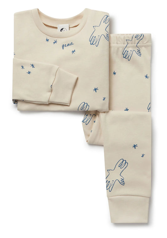 Kid’s Classic PJ Set | Peace | Oatmeal