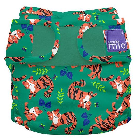 bambino mio reusable nappy cover green with tigers